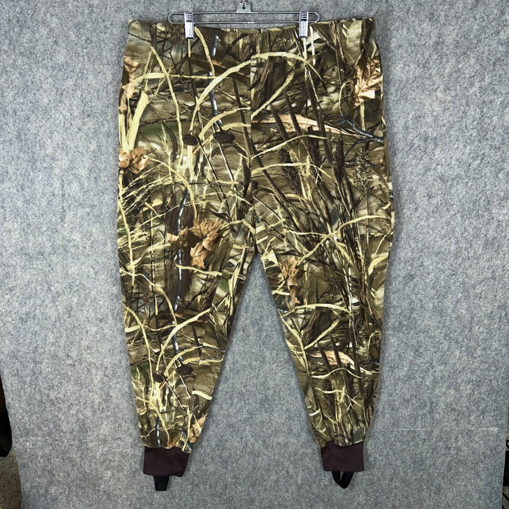 Cabelas Pants Mens XL Camo Fleece Hunting Stirrup M06PT264 Marshland Camouflage